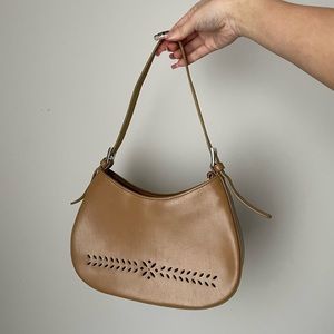 Faux leather tan shoulder bag